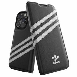 Adidas OR Booklet PU dėklas iPhone 14 Pro - juodai baltas