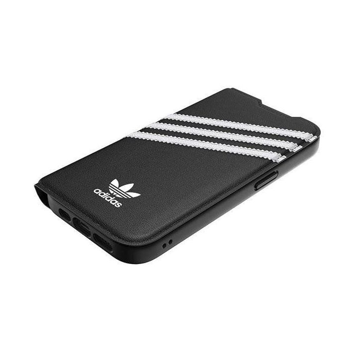 Adidas OR Booklet PU dėklas iPhone 14 Pro - juodai baltas