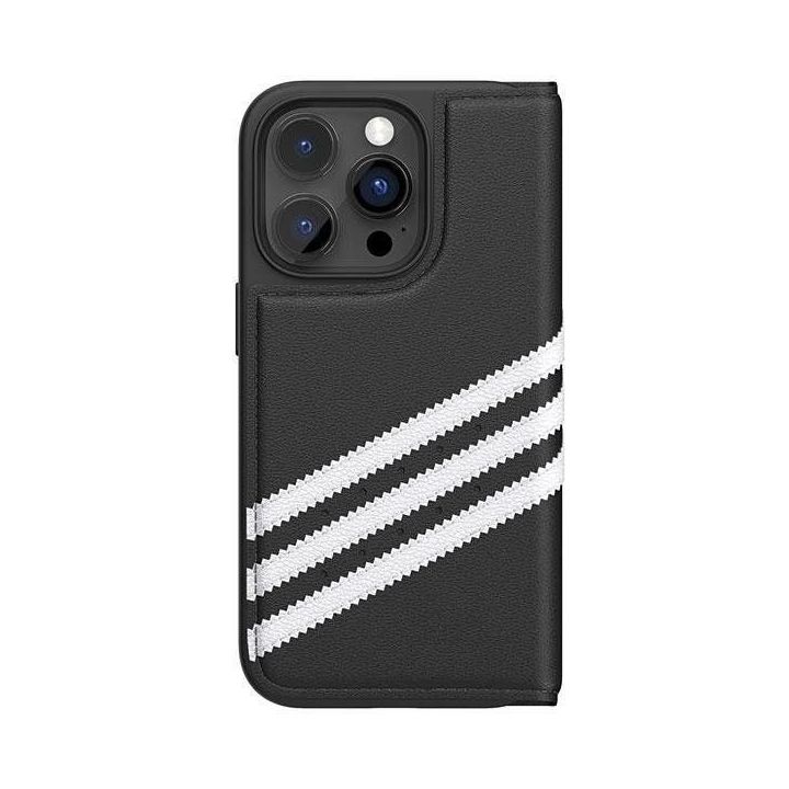 Adidas OR Booklet PU dėklas iPhone 14 Pro - juodai baltas