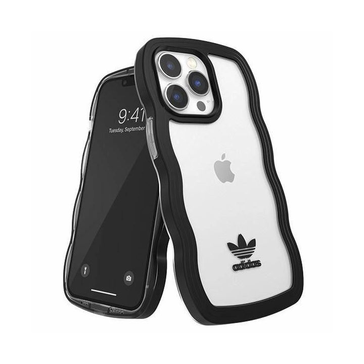 Adidas OR Wavy dėklas iPhone 13 Pro / iPhone 13 - juodas ir skaidrus