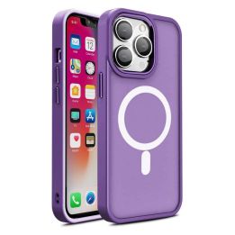 Magnetinis dėklas su MagSafe Color Matte dėklu iPhone 15 Plus - violetinis