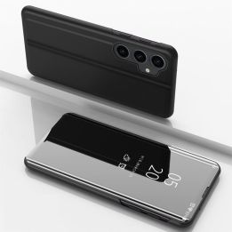 Kietas dėklas su atlenkiamu dangteliu, skirtas Samsung Galaxy S23 FE Clear View Case - juodas
