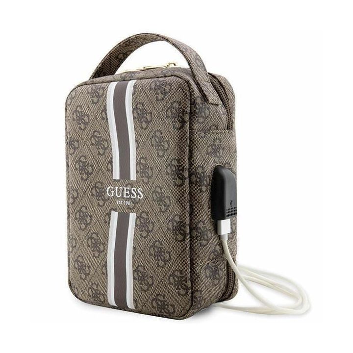 Torba organizatorius Guess 4G Printed Stripes - brązowa
