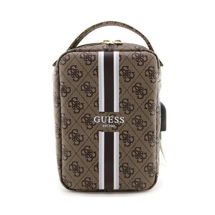 Torba organizatorius Guess 4G Printed Stripes - brązowa