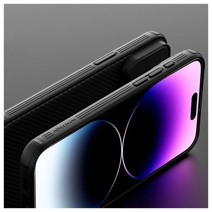 Šarvuotas Nillkin CamShield Pro magnetinis dėklas iPhone 15 Plus su kameros dangteliu - žalias