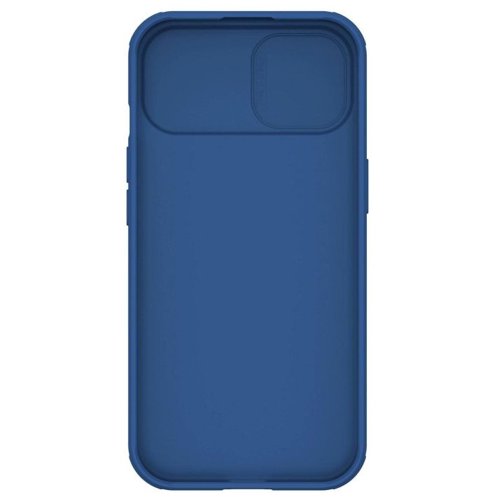 Šarvuotas Nillkin CamShield Pro magnetinis dėklas iPhone 15 Plus su fotoaparato dangteliu - mėlynas