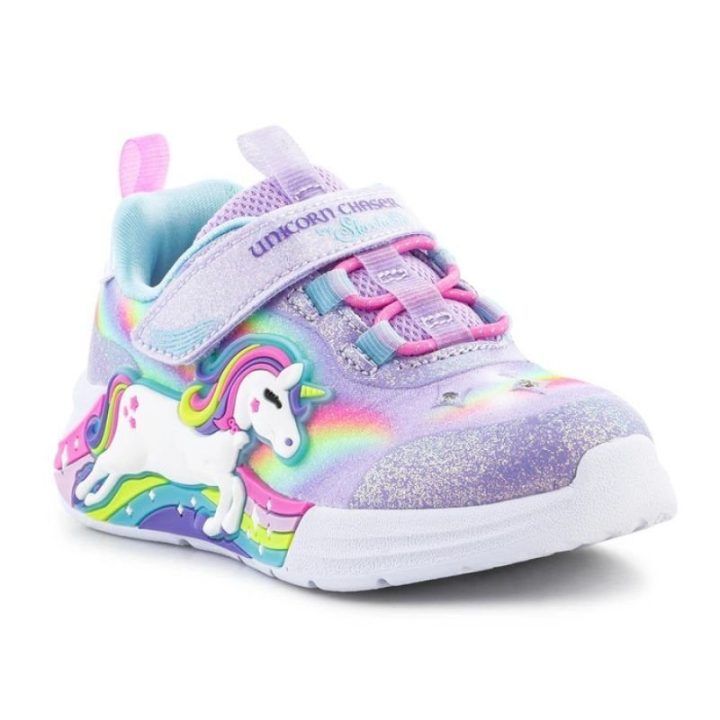 Sportbačiai mergaitėms su vienaragiu Skechers, violetiniai