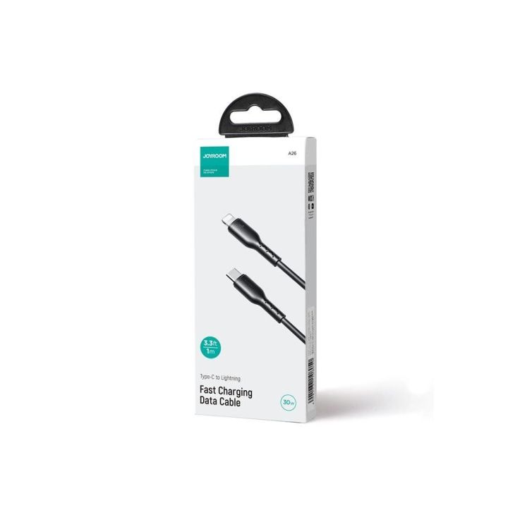 Kabel Flash C / Lightning 30W 1m - Juodos spalvos