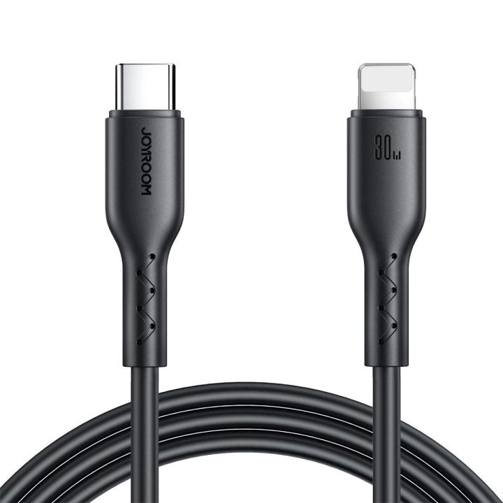 Kabel Flash C / Lightning 30W 1m - Juodos spalvos