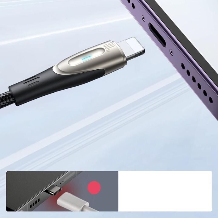 Kabel Star C / Lightning 30W 1,2 m - Juodos spalvos