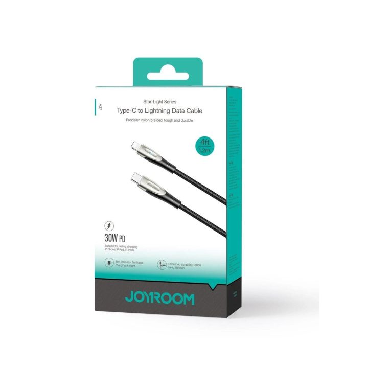 Kabel Star C / Lightning 30W 1,2 m - Juodos spalvos