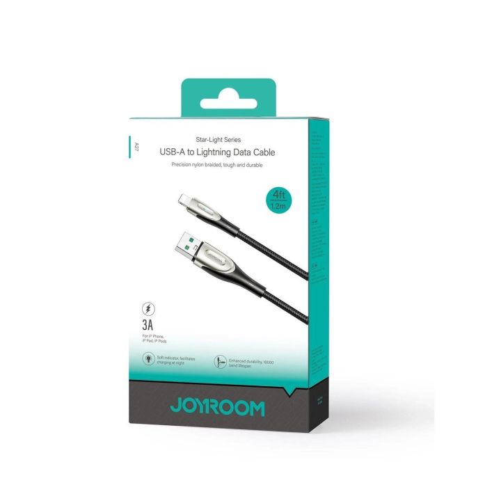 Kabelis Pioneer Series SA31 A / Lightning 3A 1,2 m - Juodos spalvos