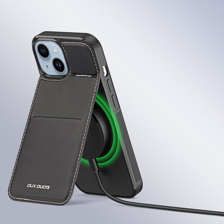 Rafi Mag piniginės dėklas su 3 1 stovu iPhone 15 Plus su MagSafe ir RFID užraktu - juodas