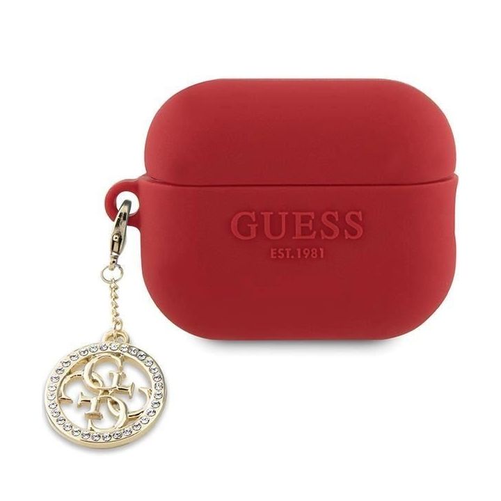 Guess 3D Rubber 4G Diamond Charm dėklas AirPods Pro 2 - raudonas