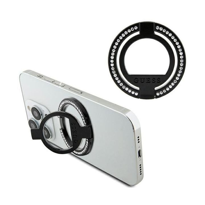 Guess MagSafe žiedo laikiklis su akmenimis - juodas