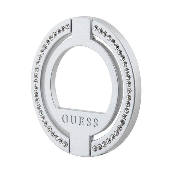 Guess MagSafe žiedo laikiklis su akmenimis - sidabrinis