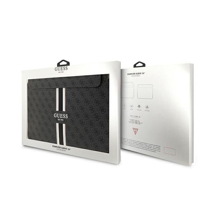 Dėklas Guess 4G Printed Stripes na laptopa 16 - juodos spalvos