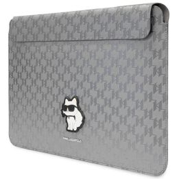 Dėklas Karl Lagerfeld Saffiano Monogram Choupette na laptopa 14 - sidabrinis