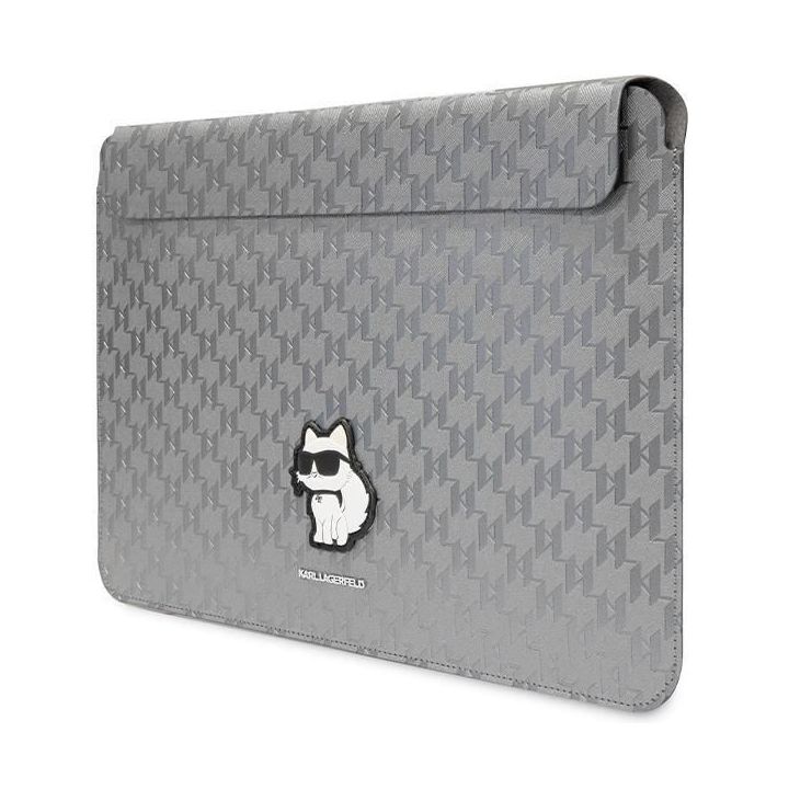 Dėklas Karl Lagerfeld Saffiano Monogram Choupette na laptopa 14 - sidabrinis