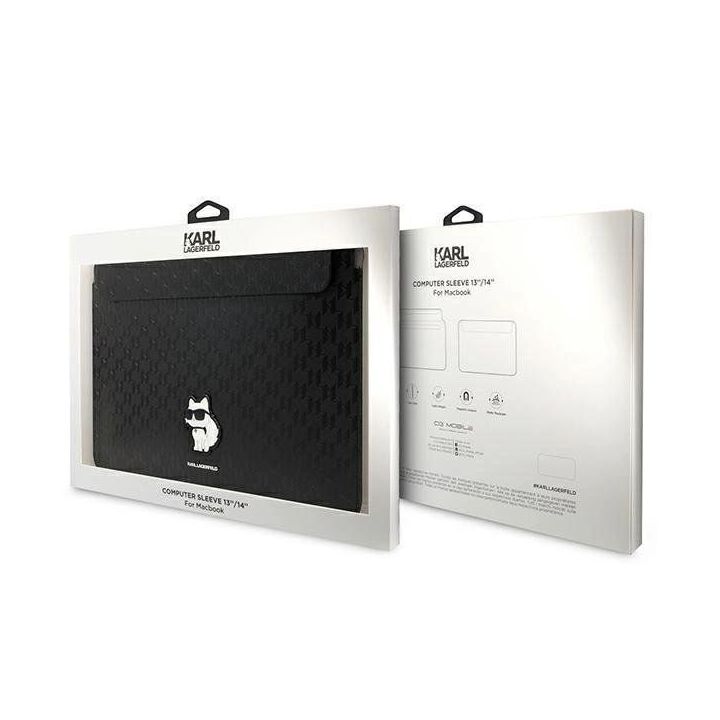 Dėklas Karl Lagerfeld Saffiano Monogram Choupette na laptopa 14 - Juodos spalvos