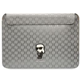 Karl Lagerfeld Saffiano Monogram Iconic 14 nešiojamojo kompiuterio dėklas - sidabrinis