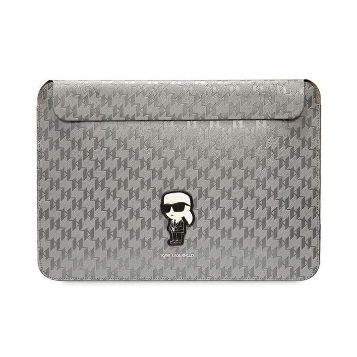 Karl Lagerfeld Saffiano Monogram Iconic 14 nešiojamojo kompiuterio dėklas - sidabrinis