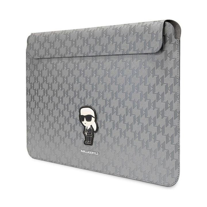 Karl Lagerfeld Saffiano Monogram Iconic 14 nešiojamojo kompiuterio dėklas - sidabrinis