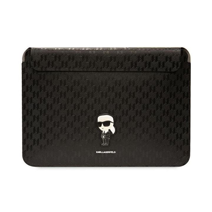 Karl Lagerfeld Saffiano Monogram Iconic nešiojamojo kompiuterio dėklas 14 - juodos spalvos