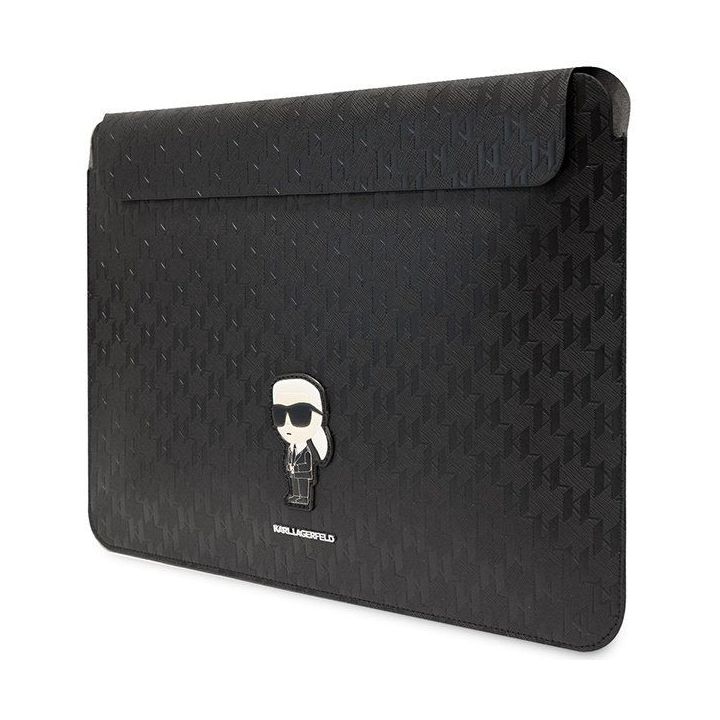 Karl Lagerfeld Saffiano Monogram Iconic nešiojamojo kompiuterio dėklas 14 - juodos spalvos