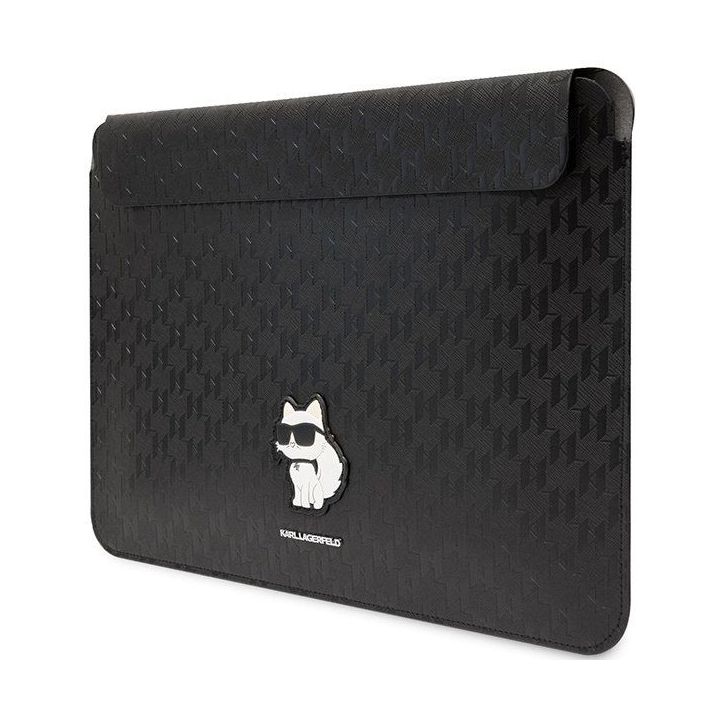 Dėklas Karl Lagerfeld Saffiano Monogram Choupette na laptopa 16 - Juodos spalvos