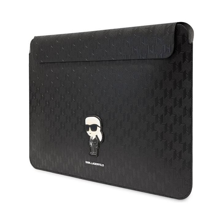 Karl Lagerfeld Saffiano Monogram Iconic nešiojamojo kompiuterio dėklas 16 - juodos spalvos