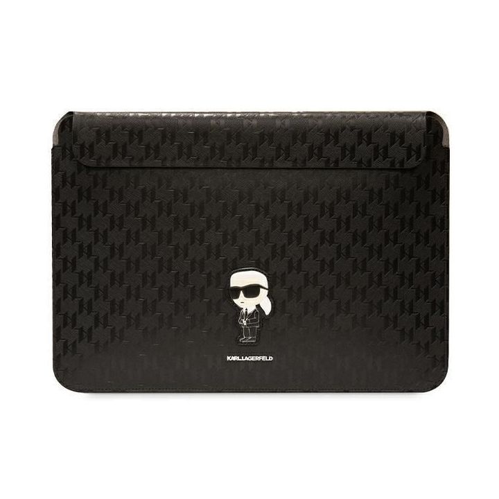 Karl Lagerfeld Saffiano Monogram Iconic nešiojamojo kompiuterio dėklas 16 - juodos spalvos