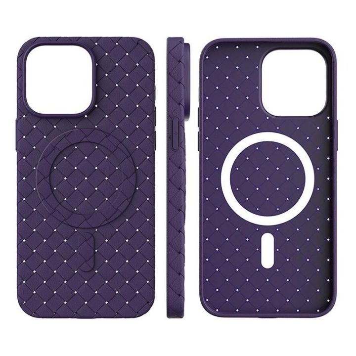 Plečiamas MagSafe Woven Case dėklas iPhone 15 Pro - granatowe