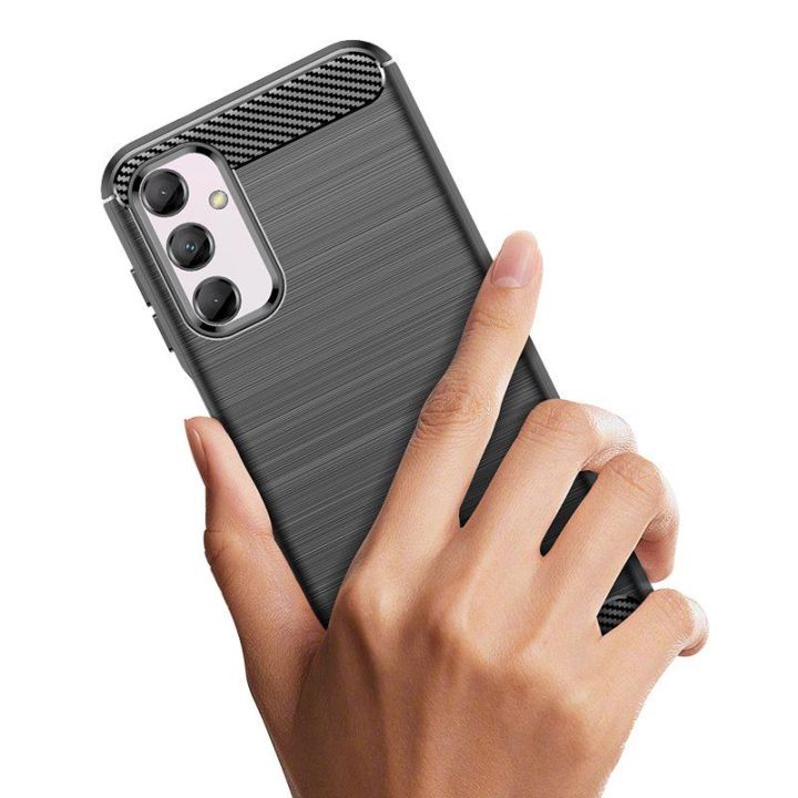 Lankstus Samsung Galaxy M14 anglies dygsnio dėklas, skirtas Carbon Case - juodas