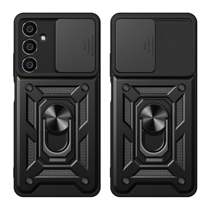 Hybrid Armor Camshield šarvuotas dėklas Samsung M54 su kameros dangteliu - juodas