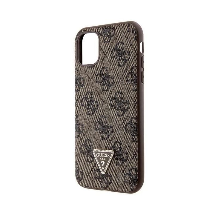 Guess Crossbody 4G metalinis dėklas su logotipu iPhone 11 / Xr - rudas