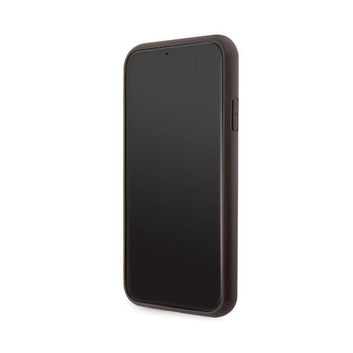 Guess Crossbody 4G metalinis dėklas su logotipu iPhone 11 / Xr - rudas