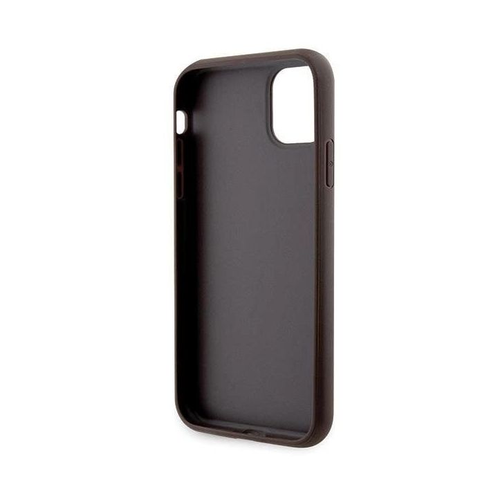 Guess Crossbody 4G metalinis dėklas su logotipu iPhone 11 / Xr - rudas