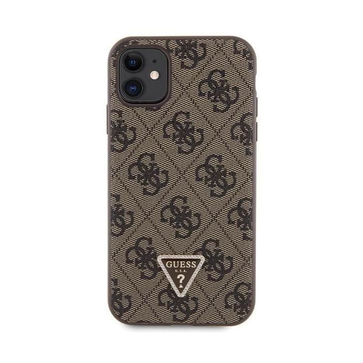 Guess Crossbody 4G metalinis dėklas su logotipu iPhone 11 / Xr - rudas