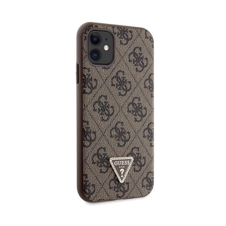 Guess Crossbody 4G metalinis dėklas su logotipu iPhone 11 / Xr - rudas