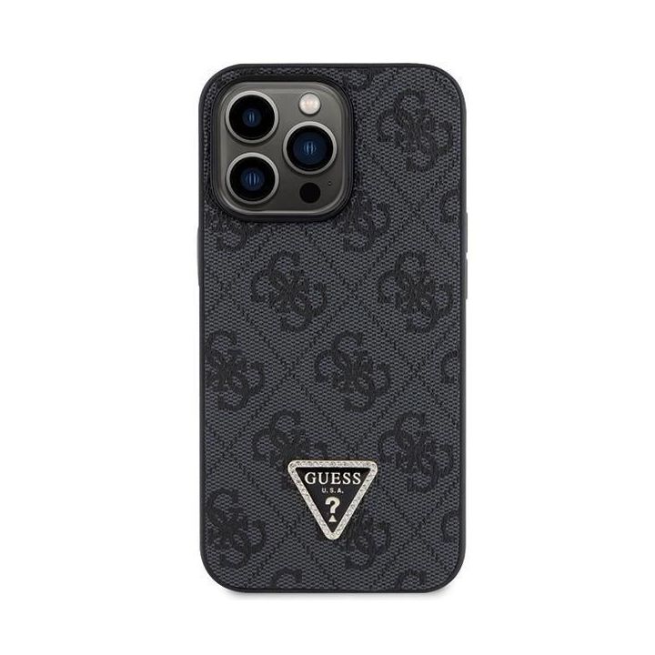Guess Crossbody 4G metalinis dėklas su logotipu iPhone 13 Pro / iPhone 13 - juodas
