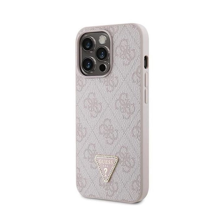 Guess Crossbody 4G metalinis dėklas su logotipu, skirtas iPhone 13 Pro / iPhone 13 - rožinis