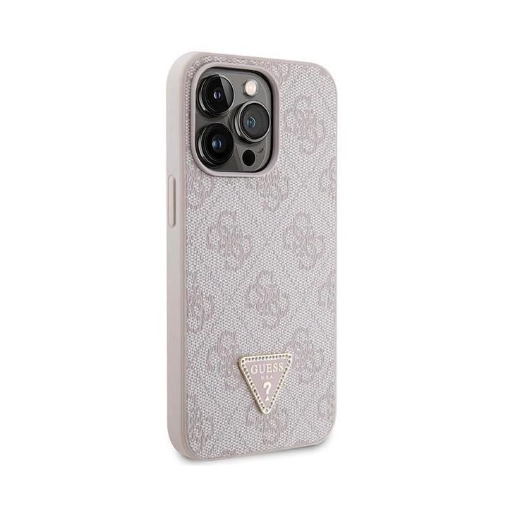 Guess Crossbody 4G metalinis dėklas su logotipu, skirtas iPhone 13 Pro / iPhone 13 - rožinis