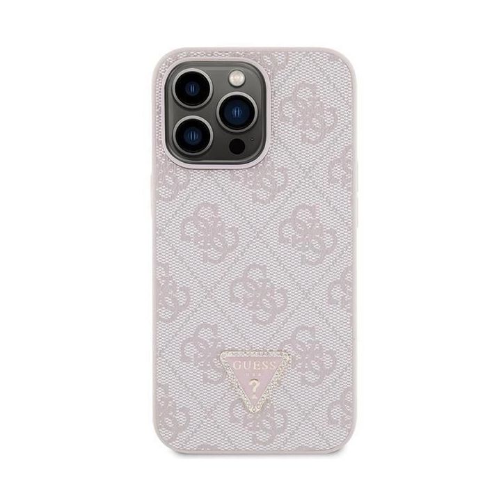 Guess Crossbody 4G metalinis dėklas su logotipu, skirtas iPhone 13 Pro / iPhone 13 - rožinis