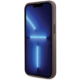 Guess Crossbody 4G metalinis dėklas su logotipu iPhone 13 Pro / iPhone 13 - rudas