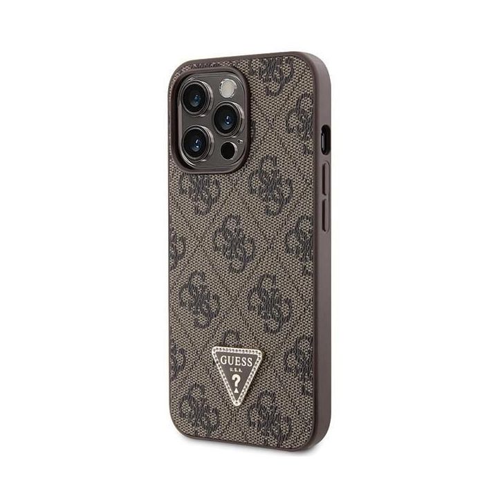 Guess Crossbody 4G metalinis dėklas su logotipu iPhone 13 Pro / iPhone 13 - rudas
