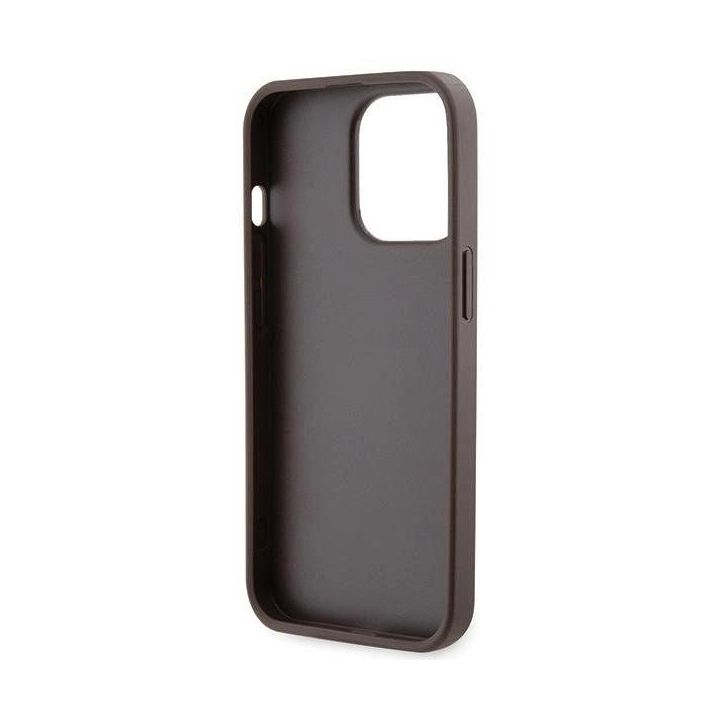 Guess Crossbody 4G metalinis dėklas su logotipu iPhone 13 Pro / iPhone 13 - rudas