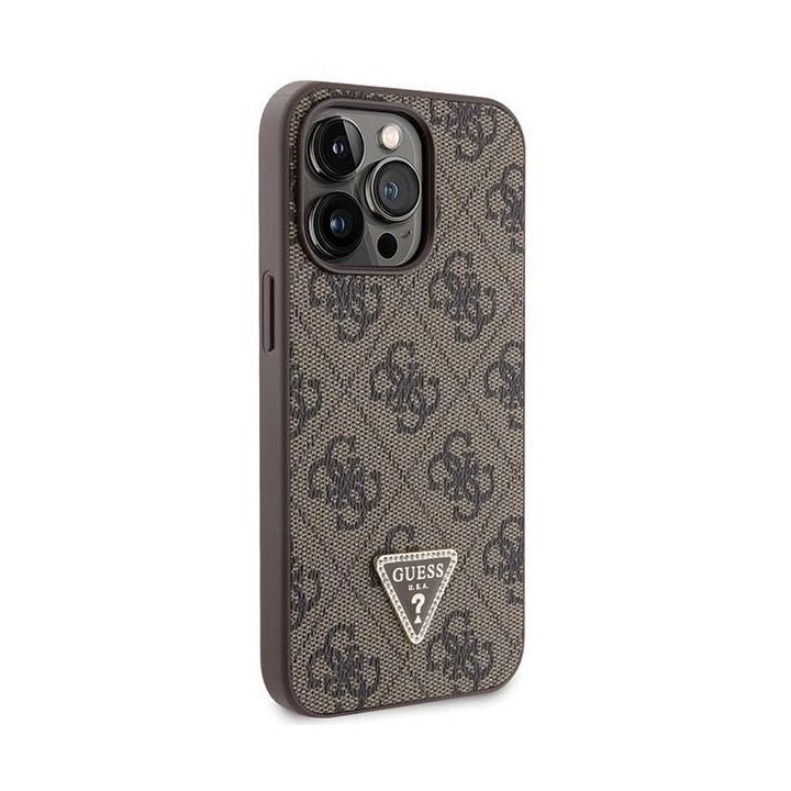 Guess Crossbody 4G metalinis dėklas su logotipu iPhone 13 Pro / iPhone 13 - rudas