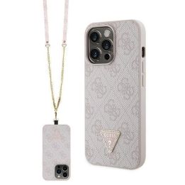 Guess Crossbody 4G metalinis dėklas su logotipu, skirtas iPhone 13 Pro Max - rožinis