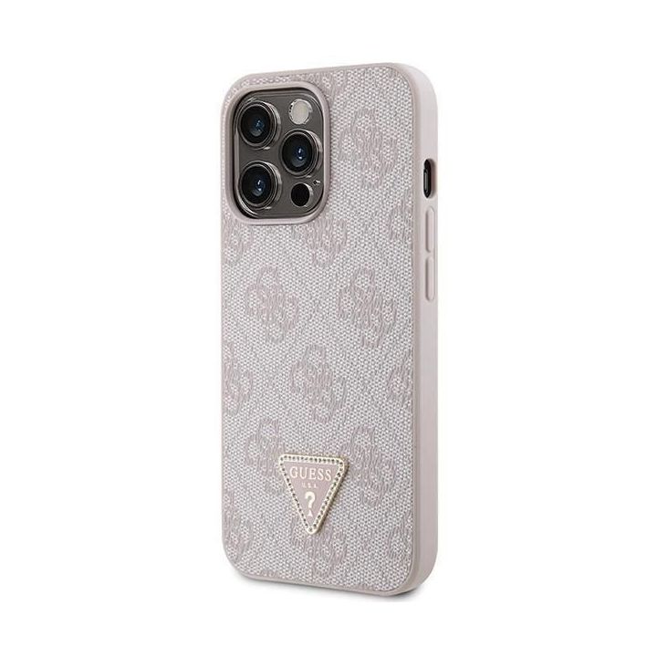 Guess Crossbody 4G metalinis dėklas su logotipu, skirtas iPhone 13 Pro Max - rožinis